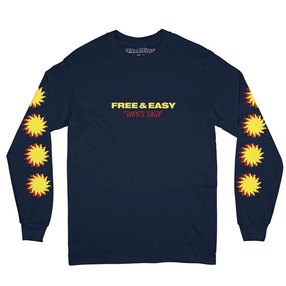 Free & Easy Los Angeles Navy Long Sleeve Shirt Size Medium
